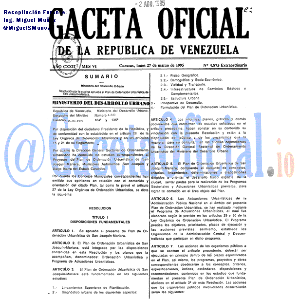Gaceta Oficial 4875 del 27 Marzo 1995