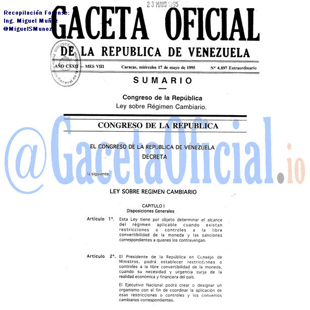 Gaceta Oficial 4897 del 17 Mayo 1995