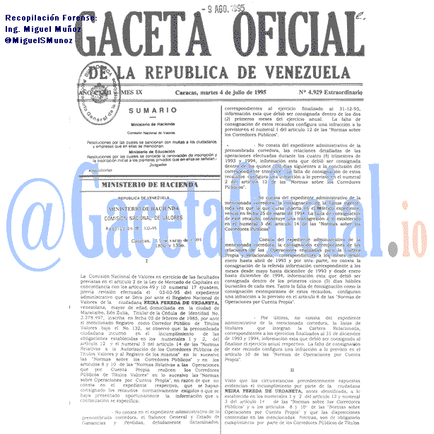 Gaceta Oficial 4929 del 4 Julio 1995