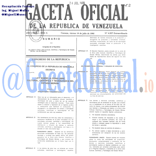 Gaceta Oficial 4937 del 14 Julio 1995