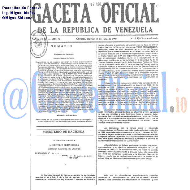 Gaceta Oficial 4939 del 18 Julio 1995