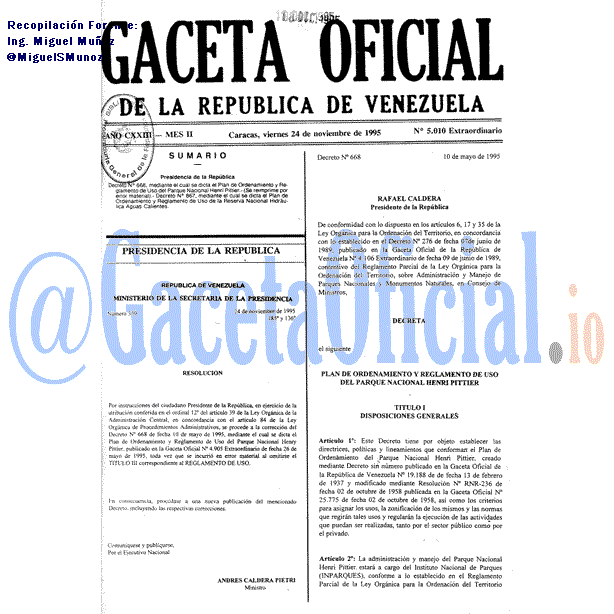 Gaceta Oficial 5010 del 24 Noviembre 1995