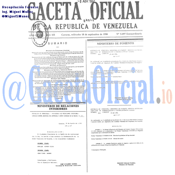 Gaceta Oficial 5097 del 18 Septiembre 1996