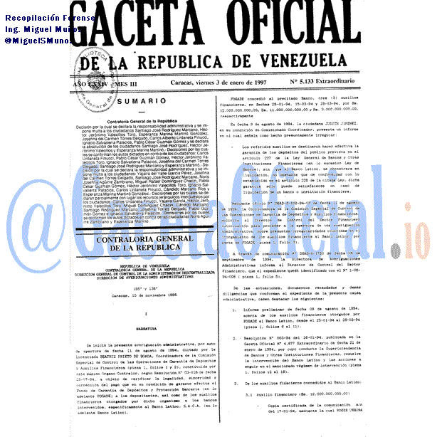 Gaceta Oficial 5133 del 3 Enero 1997