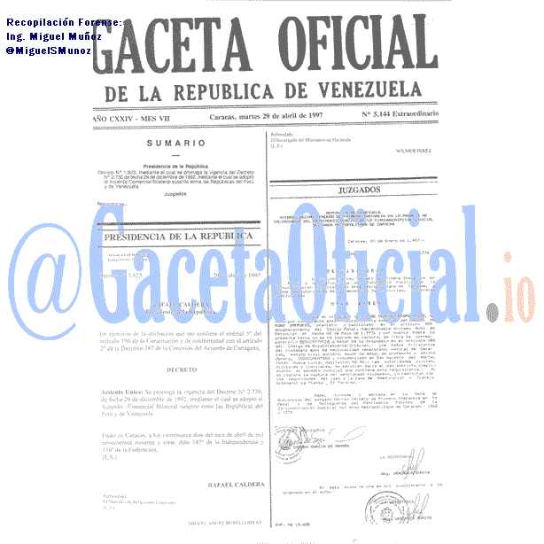 Gaceta Oficial 5144 del 29 Abril 1997
