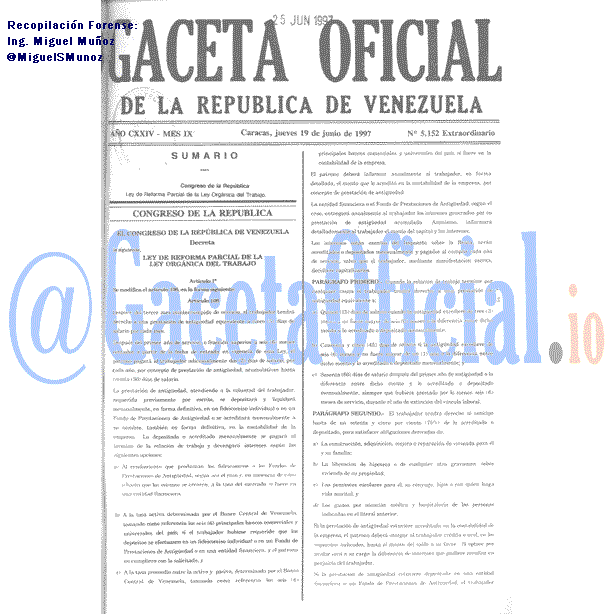 Gaceta Oficial 5152 del 19 Junio 1997