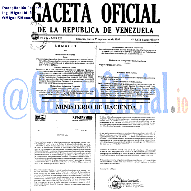 Gaceta Oficial 5172 del 25 Septiembre 1997