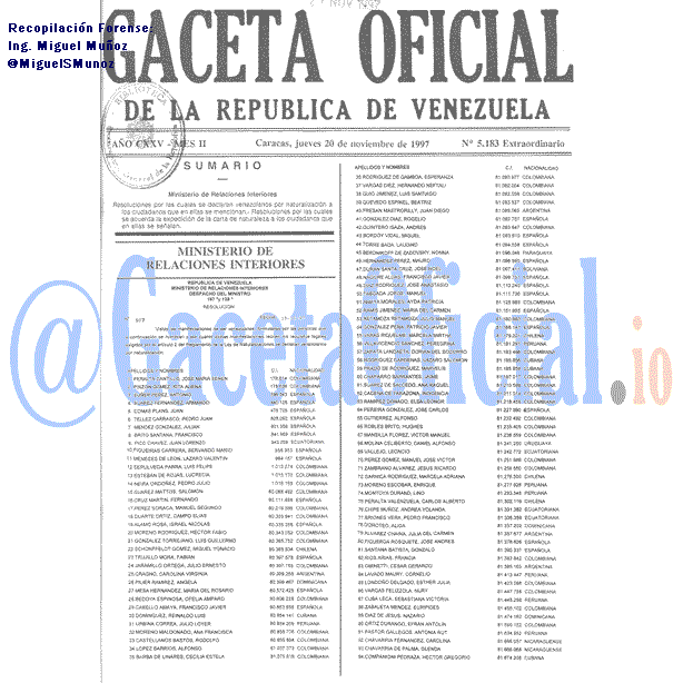 Gaceta Oficial 5183 del 20 Noviembre 1997