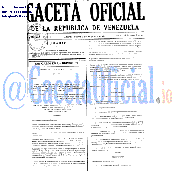 Gaceta Oficial 5186 del 2 Diciembre 1997