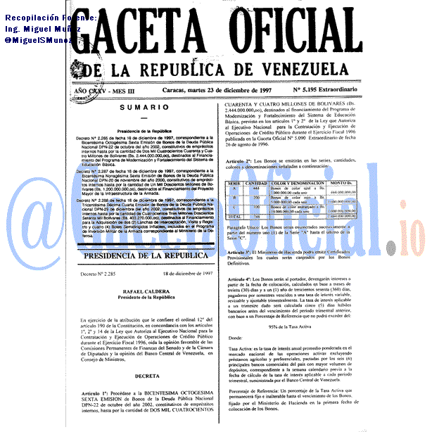 Gaceta Oficial 5195 del 23 Diciembre 1997