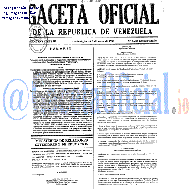 Gaceta Oficial 5205 del 8 Enero 1998