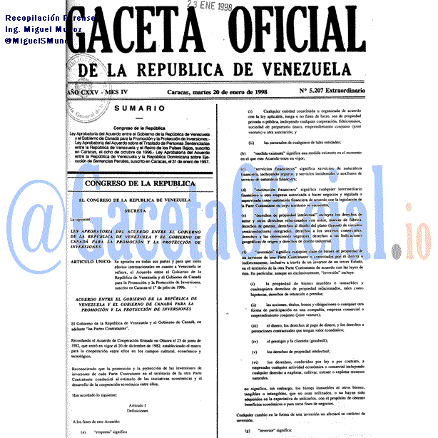 Gaceta Oficial 5207 del 20 Enero 1998