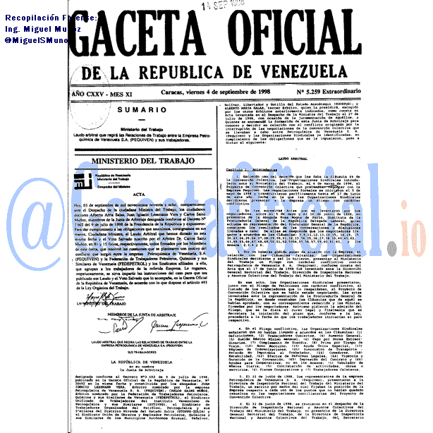 Gaceta Oficial 5259 del 4 Septiembre 1998