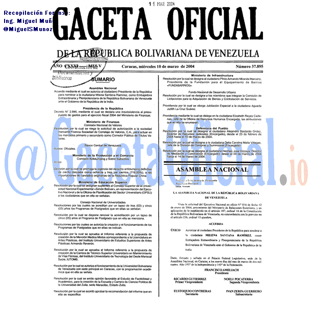 Gaceta Oficial 37895 del 10 Marzo 2004
