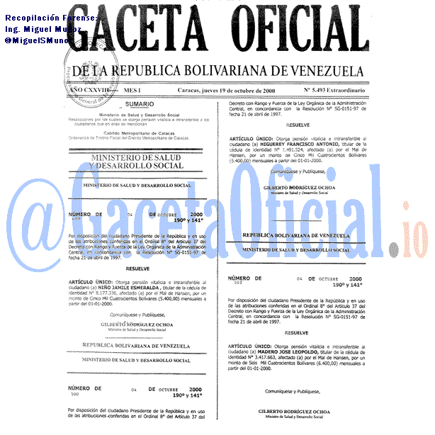 Gaceta Oficial 5493 del 19 Octubre 2000