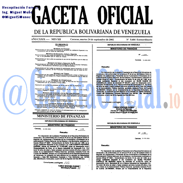 Gaceta Oficial 5604 del 24 Septiembre 2002
