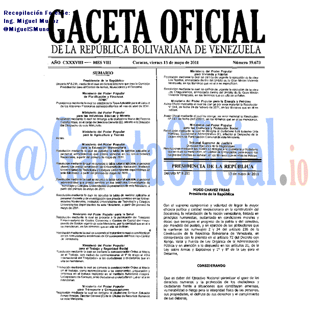 Gaceta Oficial 39673 del 13 Mayo 2011