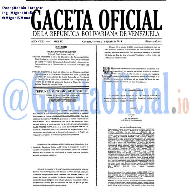 Gaceta Oficial 40442 del 27 Junio 2014