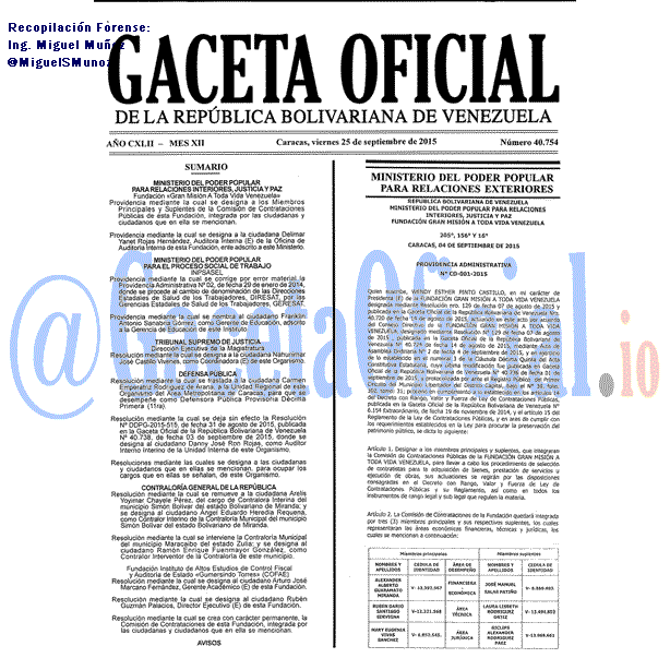 Gaceta Oficial 40754 del 25 septiembre 2015