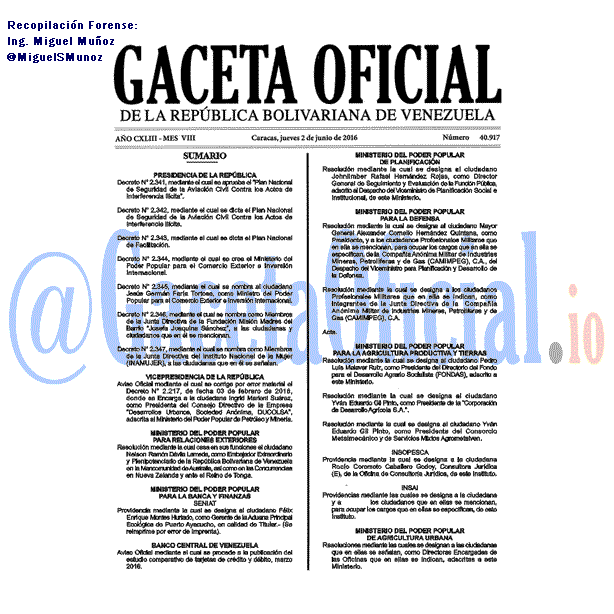 Gaceta Oficial 40917 del 2 junio 2016