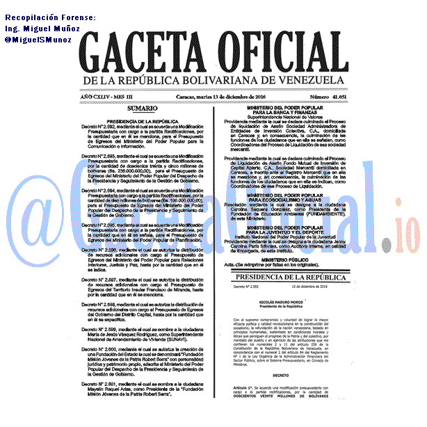 Gaceta Oficial 41051 del 13 diciembre 2016 