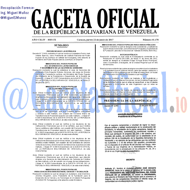 Gaceta Oficial 41178 del 22 junio 2017