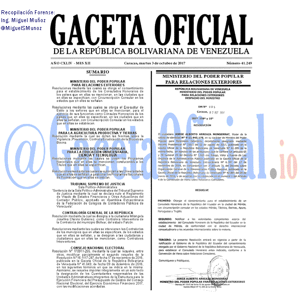 Gaceta Oficial 41249 del 3 octubre 2017