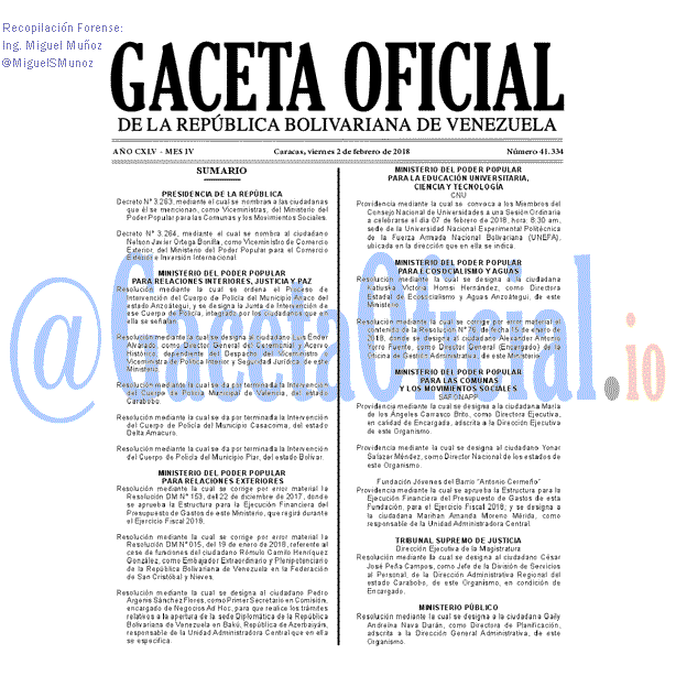 Gaceta Oficial 41334 del 2 Febrero 2018