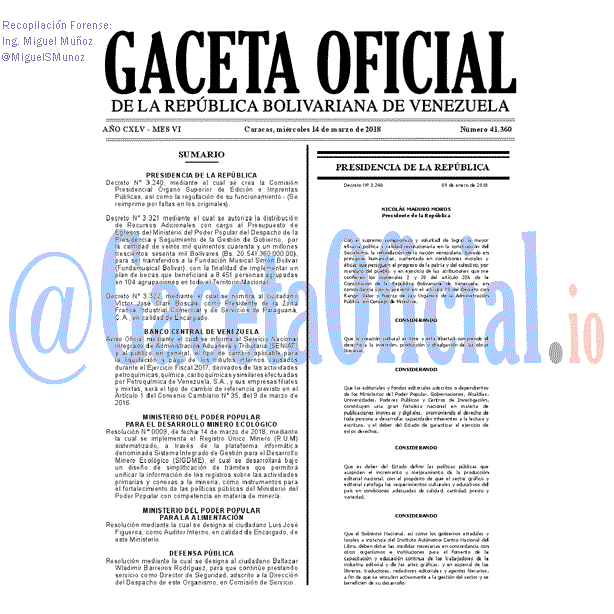 Gaceta Oficial 41360 del 14 marzo 2018