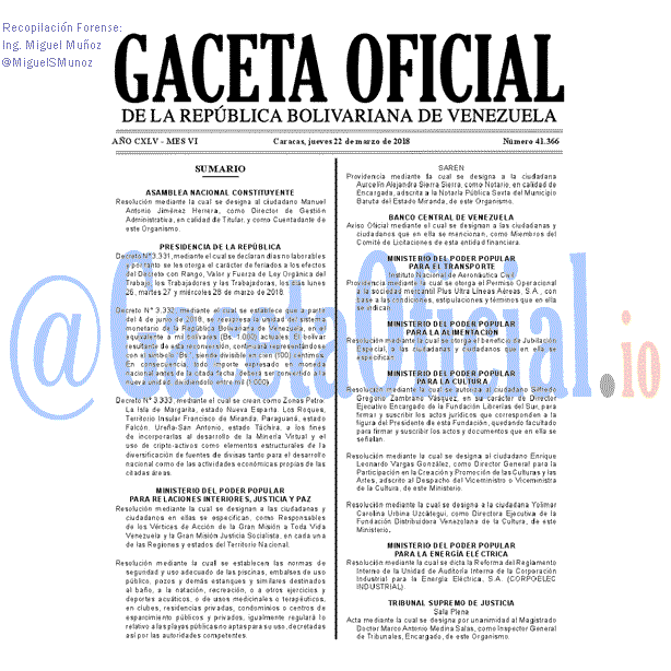 Gaceta Oficial 41366 del 22 marzo 2018