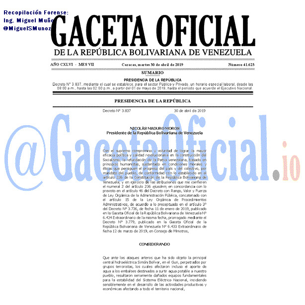 Gaceta Oficial 41623 del 30 Abril 2019 Gaceta Oficial 41623 del 30 Abril 2019