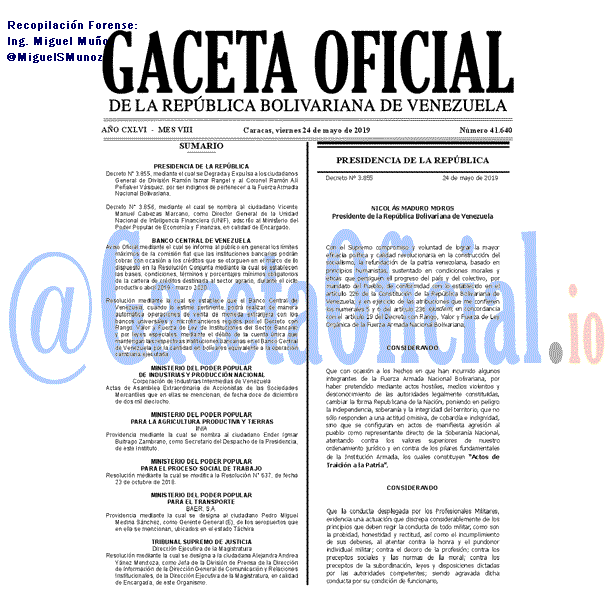 Gaceta Oficial 41640 del 24 Mayo 2019