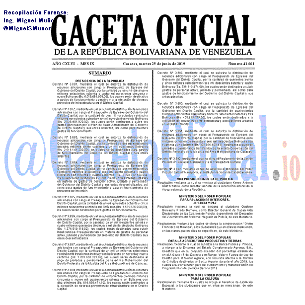 Gaceta Oficial 41661 del 25 Junio 2019