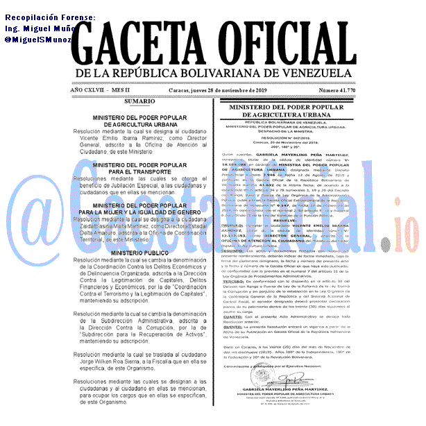 Gaceta Oficial 41770 del 28 noviembre 2019