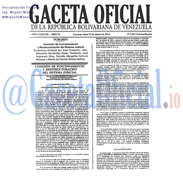 Gaceta Oficial 5967 del 22 Marzo 2010