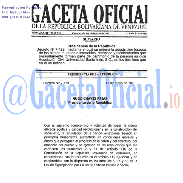 Gaceta Oficial 5974 del 14 Mayo 2010
