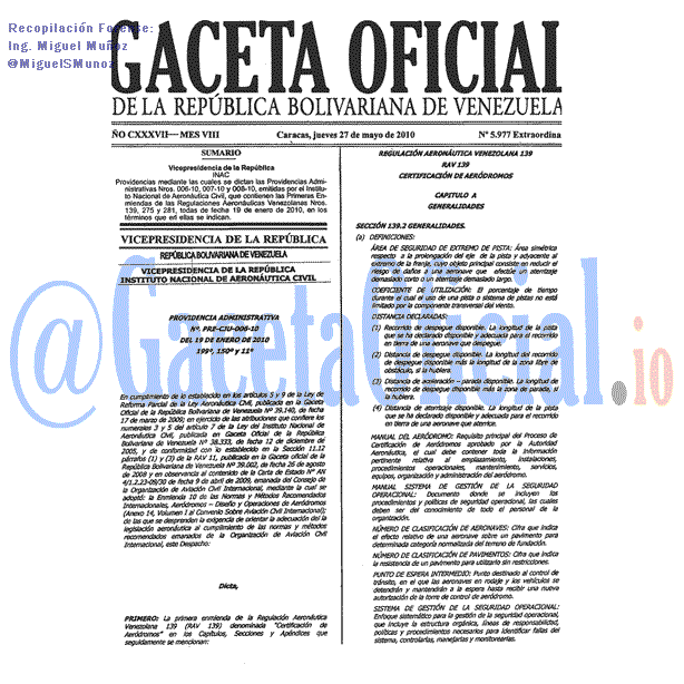 Gaceta Oficial 5977 del 27 Mayo 2010