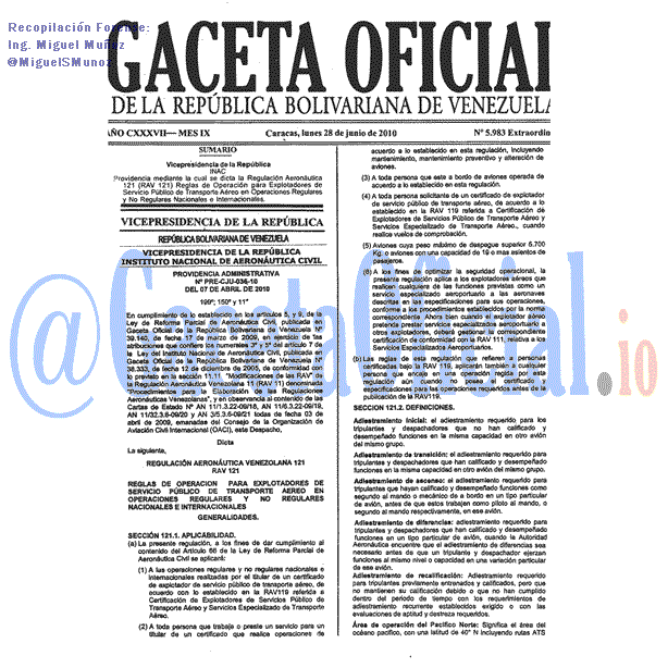 Gaceta Oficial 5983 del 28 Junio 2010