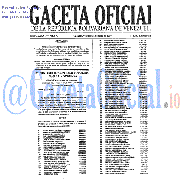 Gaceta Oficial 5993 del 6 Agosto 2010