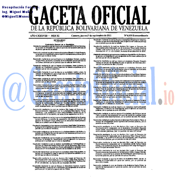 Gaceta Oficial 6035 del 1 Septiembre 2011