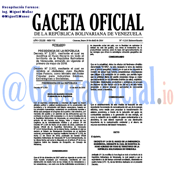 Gaceta Oficial 6224 del 18 abril 2016