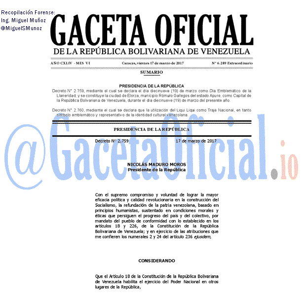 Gaceta Oficial 6289 del 17 marzo 2017
