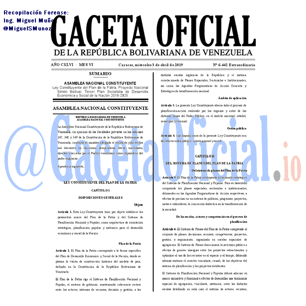 Gaceta Oficial 6442 del 3 Abril 2019