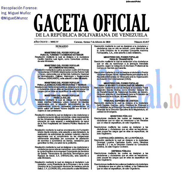 Gaceta Oficial 41817 del 7 febrero 2020
