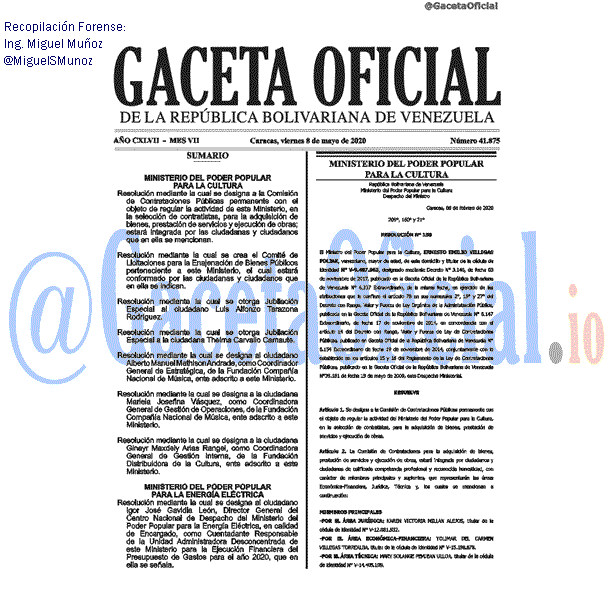 Gaceta Oficial 41875 del 8 mayo 2020