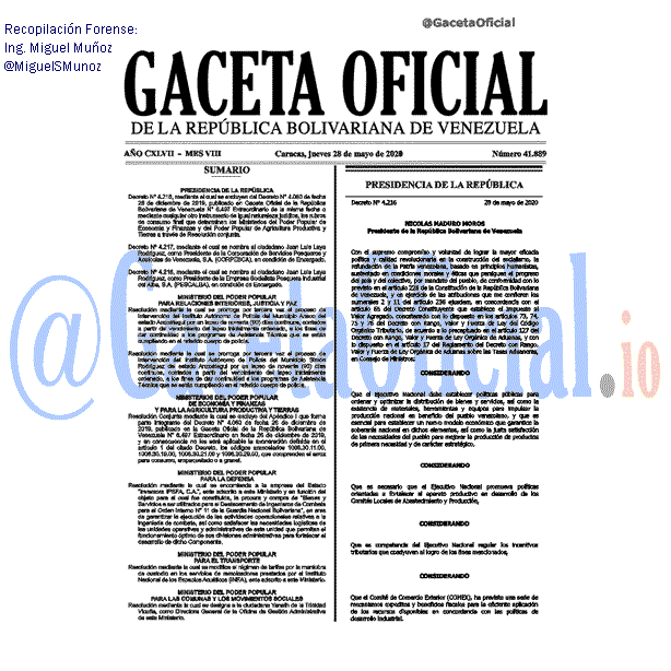 Gaceta Oficial 41889 del 28 mayo 2020