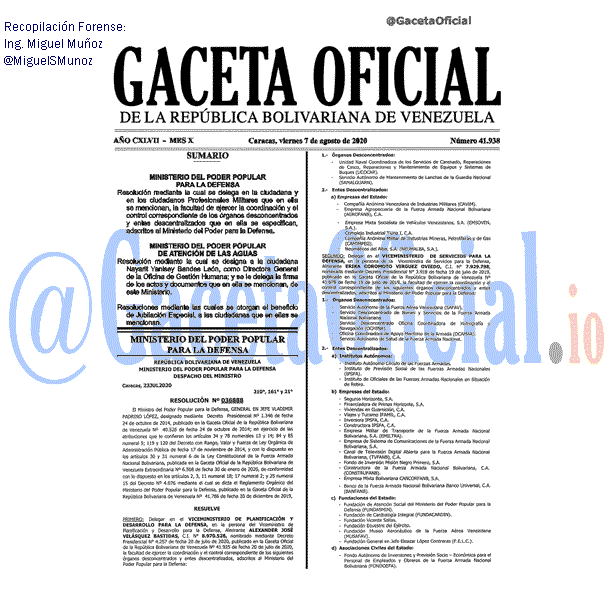 Gaceta Oficial 41938 del 7 agosto 2020