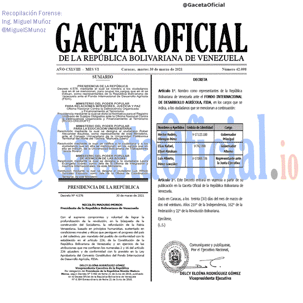 Gaceta Oficial 42098 del 30 marzo 2021