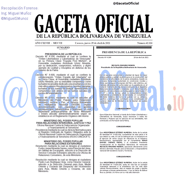 Gaceta Oficial 42116 del 29 abril 2021