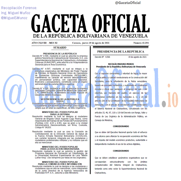Gaceta Oficial 42194 del 19 agosto 2021